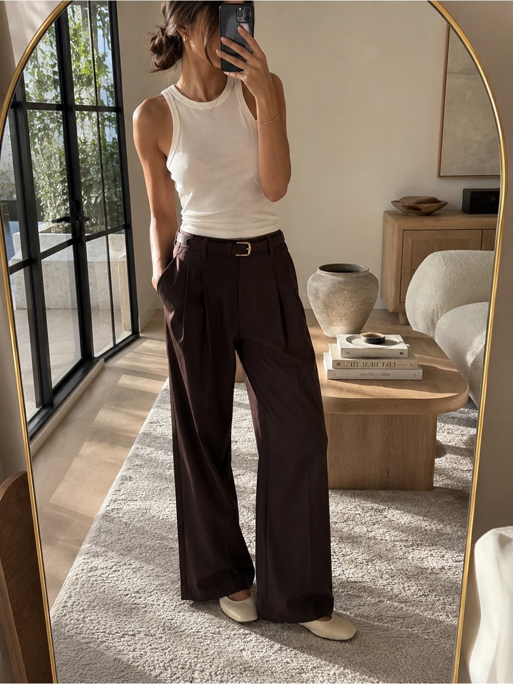NWT H&M Espresso Brown Wide Leg Trouser Pants Size 6